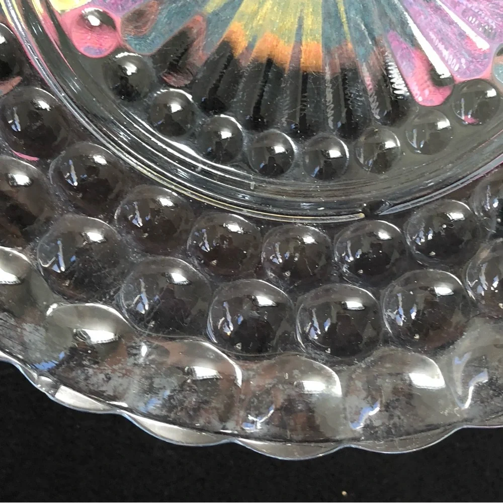 Vintage Anchor Hocking Blue | Sapphire Bubble Plates- Dinner- Two 9 3/8